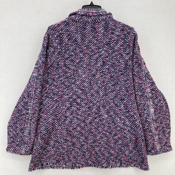 Chico's Cardigan Sweater Structured Notch Collar Women's 4 Raspberry Knit‎ Heavy - Picture 12 of 14